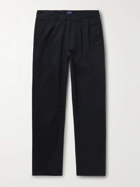 Straight-Leg Pleated Cotton-Twill Trousers