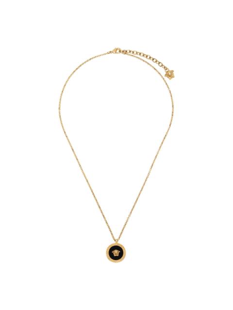 VERSACE Gold & Black Enamel Medusa Necklace