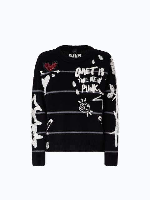 PINKO QUIET IS THE NEW PUNK MERINO WOOL SWEATER