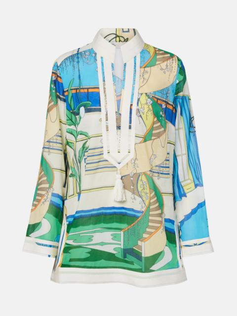 TORY BURCH Printed cotton voile tunic