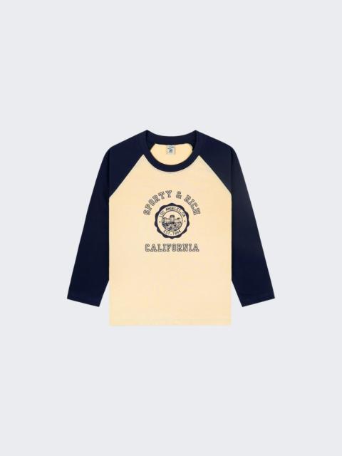 Sporty & Rich California Emblem Baseball Tee Almond And Dark Navy