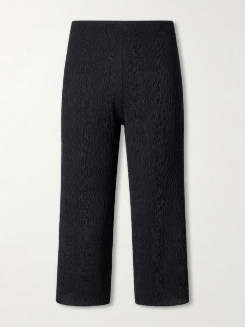 The Row Omero silk plissé capris Black