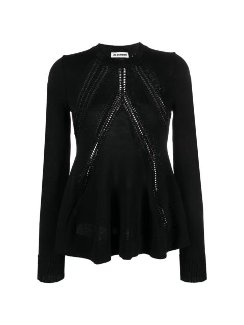 Jil Sander long-sleeved knitted peplum top