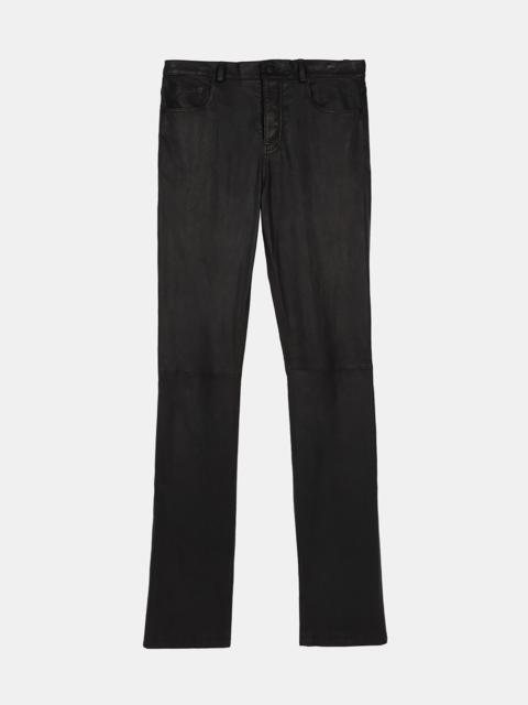 The Kooples BLACK LEATHER SLIM-FIT PANTS
