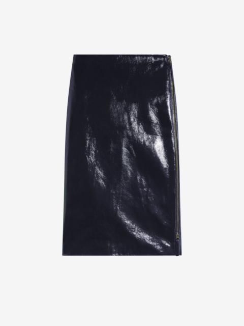 The Frankie Shop Samantha Crackled Faux Leather Zip Skirt - Dark Navy
