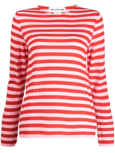 Comme des Garçons GIRL stripe-pattern crew neck jumper