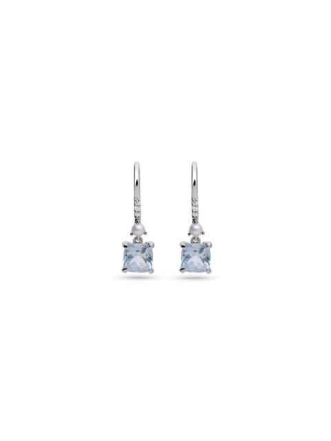 STONE AND STRAND Cushion Cut Aquamarine and Pearl Drop Earrings
