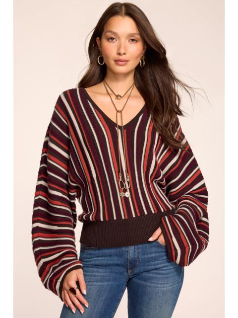 RAMY BROOK Jane Striped Knit V-Neck Sweater in Luxurious Ribbed Knit