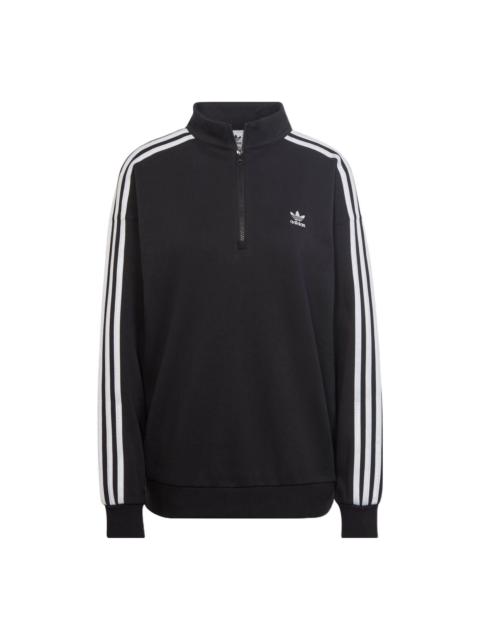 adidas (WMNS) adidas adicolor Trefoil Quarter-Zip Sweatshirt 'Black White' II6087