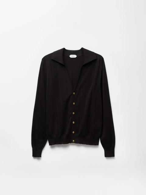VERSACE Silk & Cotton Knit Polo Cardigan
