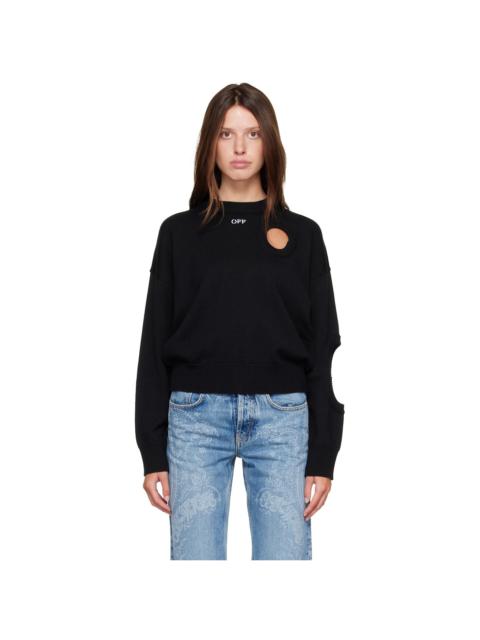Off-White Black Meteor Knit Crop Crew Sweater