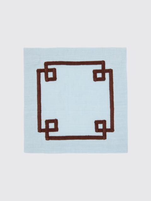 EMILIA WICKSTEAD Set of 4 Inverted Aztec Cocktail Napkins in Plume & Brown Linen