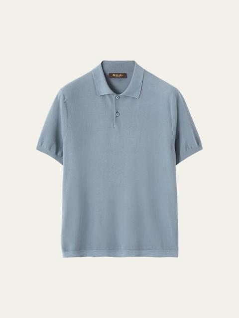 Loro Piana Men's Cotton and Silk Knit Polo Shirt