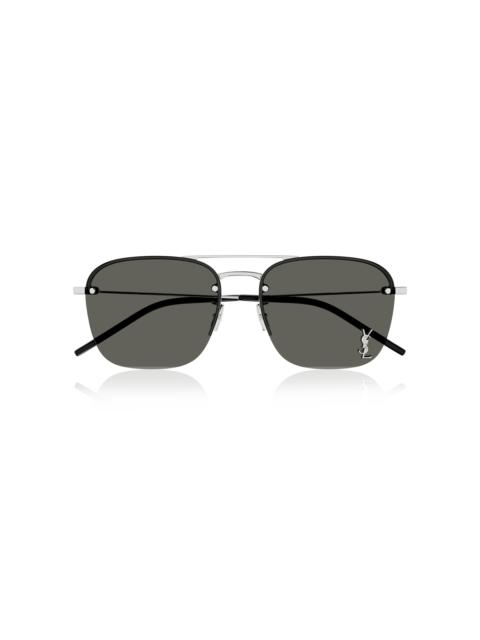 SAINT LAURENT Logo-Detailed Aviator-Frame Metal Sunglasses black