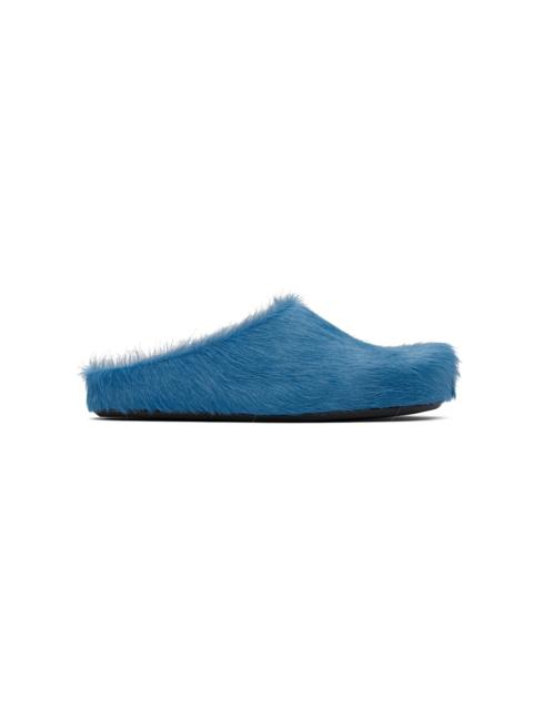 Marni Blue Long Hair Calfskin Fussbett Slip-on Loafers