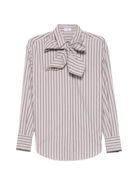Brunello Cucinelli striped neck-tie shirt