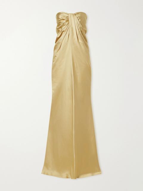TOVE Zenaida strapless draped satin gown Gold