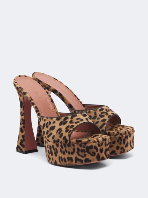 Amina Muaddi Dalida calf hair platform mules