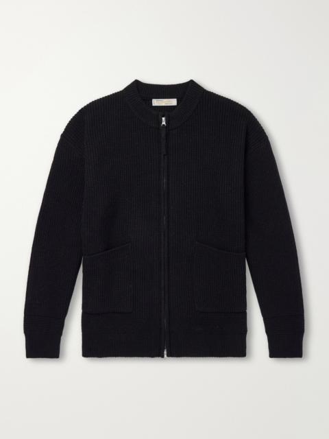 FrizmWORKS Ribbed Wool-Blend Zip-Up Sweater