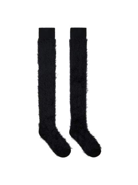 Black Faux-Shearling Socks