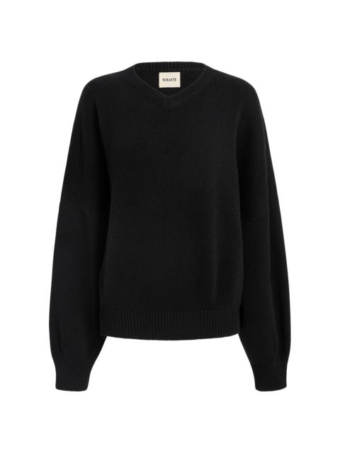 KHAITE Women's Wolfe Drop-Shoulder Cashmere Sweater - Black