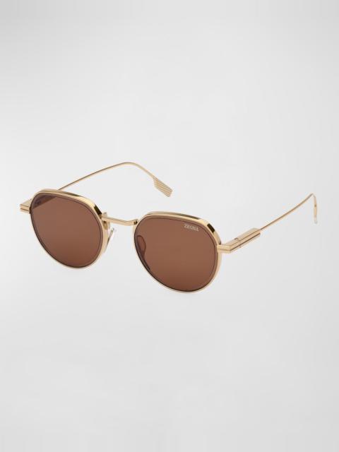 ZEGNA Men's Metal Round Sunglasses