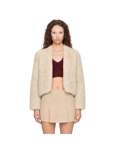 TOM FORD Off-White Shearling Collarless Jacket