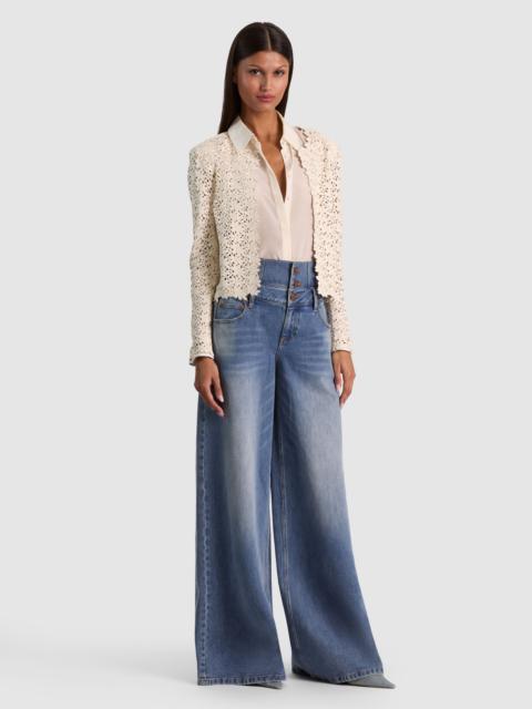Alice + Olivia KIDMAN LASER-CUT LEATHER JACKET
