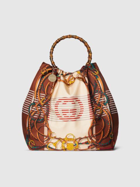 GUCCI Silk maxi tote bag with bamboo handle