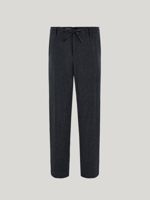 Canali ANTHRACITE MELANGE CANALI IMPECCABILE WOOL FLANNEL PANTS WITH DRAWSTRING