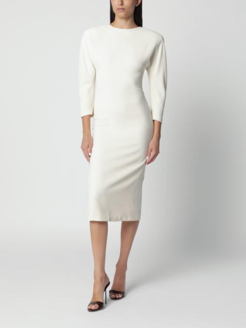 THE ANDAMANE Milk white midi dress with rounded shoulders
