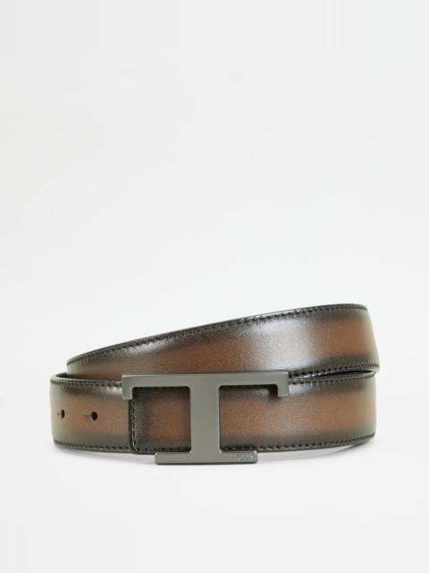 Tod's REVERSIBLE BELT IN LEATHER - BROWN