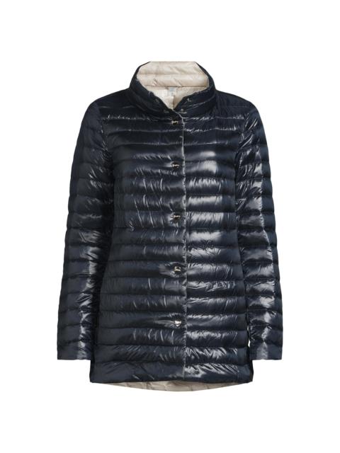 Herno Women's Ultralight Reversible A-Line Down Jacket - Navy Silver