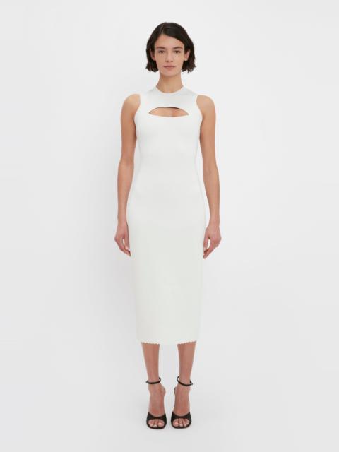 Victoria Beckham VB Body Slash Front Midi Dress In White