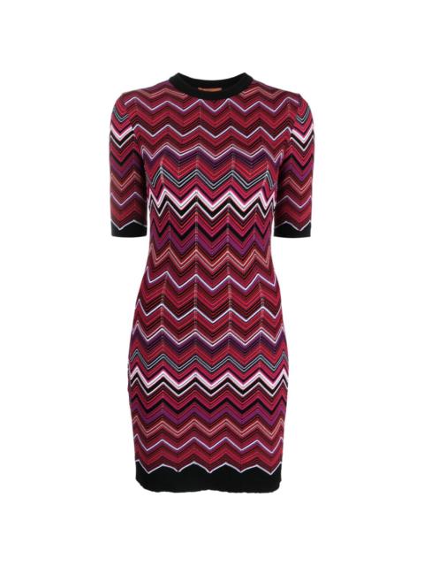 zigzag crochet-knit minidress