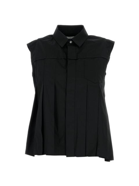 sacai pleated asymmetric shirt