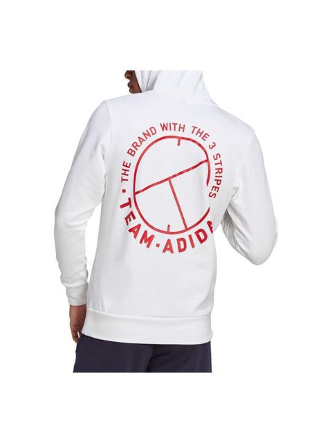 adidas Men's adidas Logo Printing Sports Tennis Pullover White FU0072