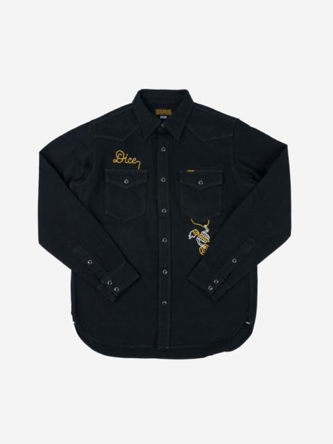 IHSH-IHxDM-01 Iron Heart x DicE 12oz Selvedge Denim Embroidered Western Shirt "The Johnny Cash III" 