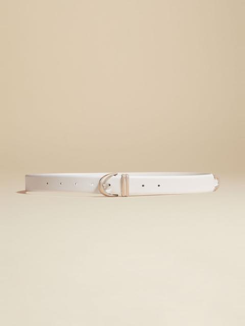 KHAITE The Bambi Belt in Optic White Leather with Silver