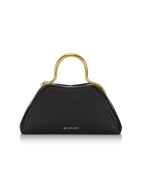 BVLGARI Women's Serpentine Leather Top Handle Bag - Black