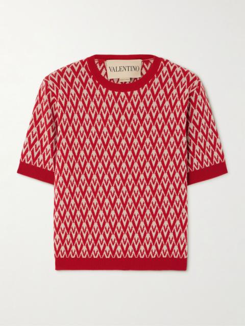 Valentino Jacquard-knit wool sweater Red