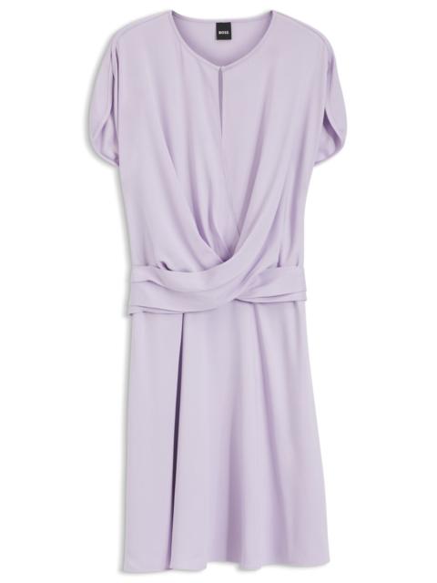 BOSS KEYHOLE-NECKLINE DRESS WITH WRAP DETAIL