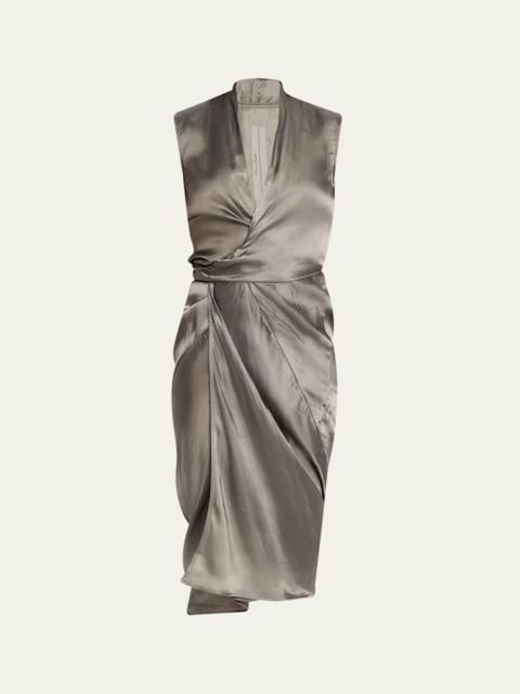 Rick Owens Sleeveless Satin Wrap Dress
