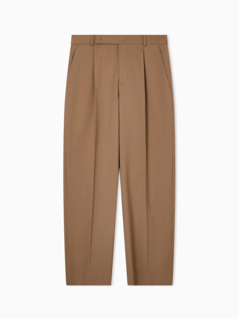 EMPORIO ARMANI ICON VIRGIN-WOOL STRETCH-SERGE TROUSERS WITH DARTS