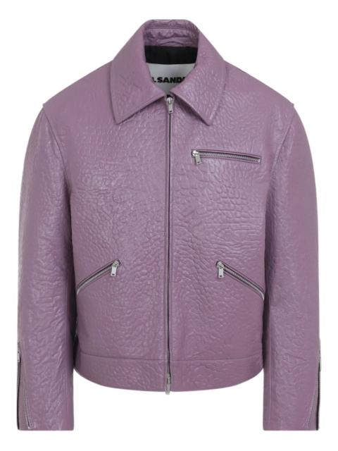 Jil Sander textured zip-fastening leather jacket