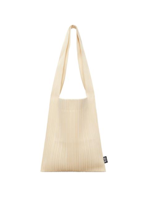 Pleats Please Issey Miyake Beige Crepe Knit Tote