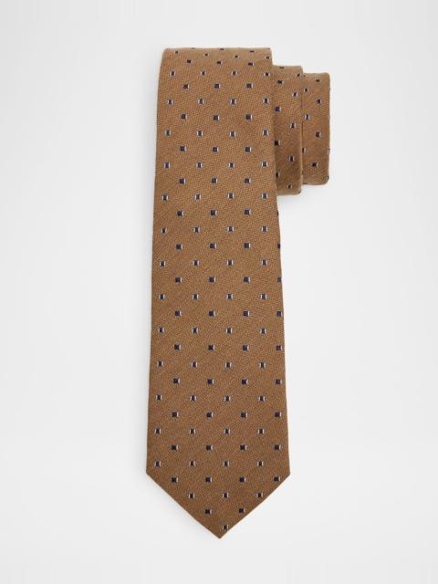 EMPORIO ARMANI Men's Bordeaux Micro-Jacquard Silk and Wool Tie