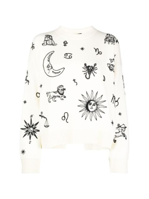 Horoscope-embroidery virgin wool jumper