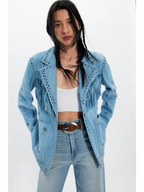 FREE PEOPLE Suede Studded Blazer