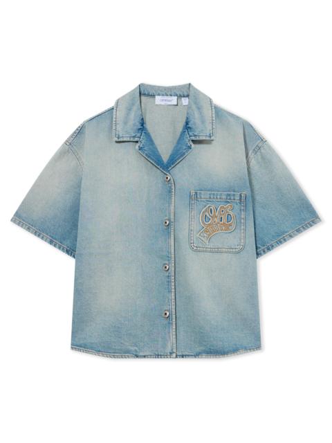 Off-White College Patch Denim S/S Shirt